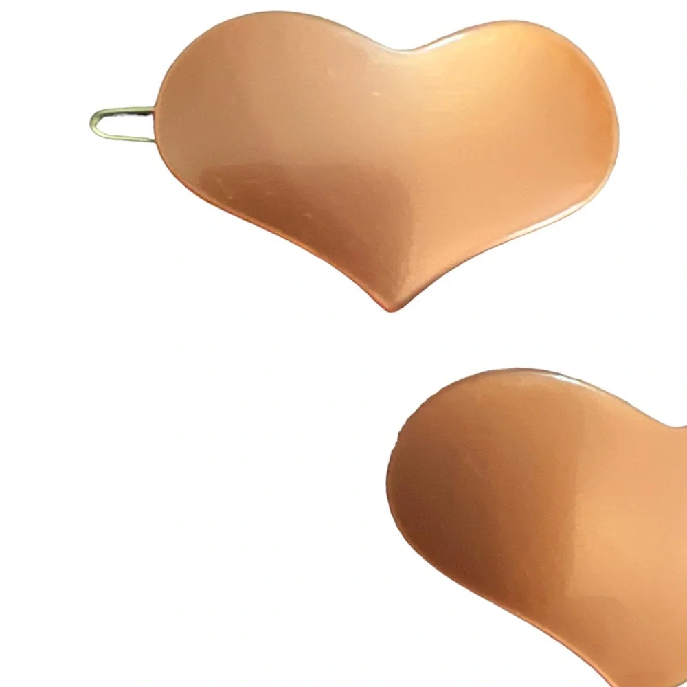 Vintage Pearlescant French‎ Heart Barrettes, Deadstock